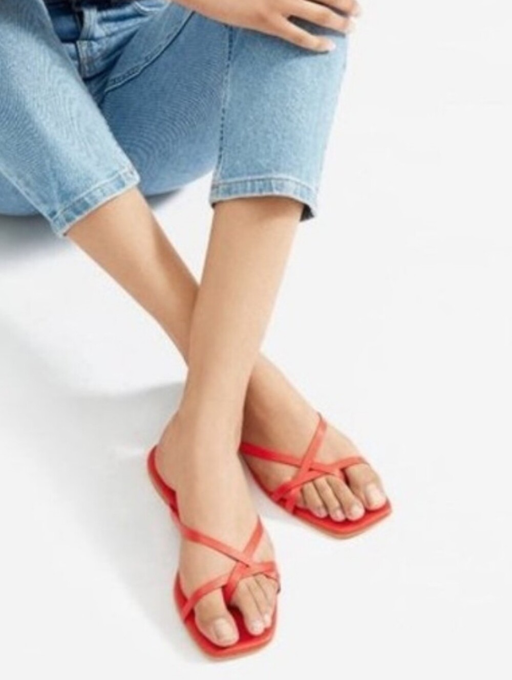Everlane Red Strappy Slide Sandals